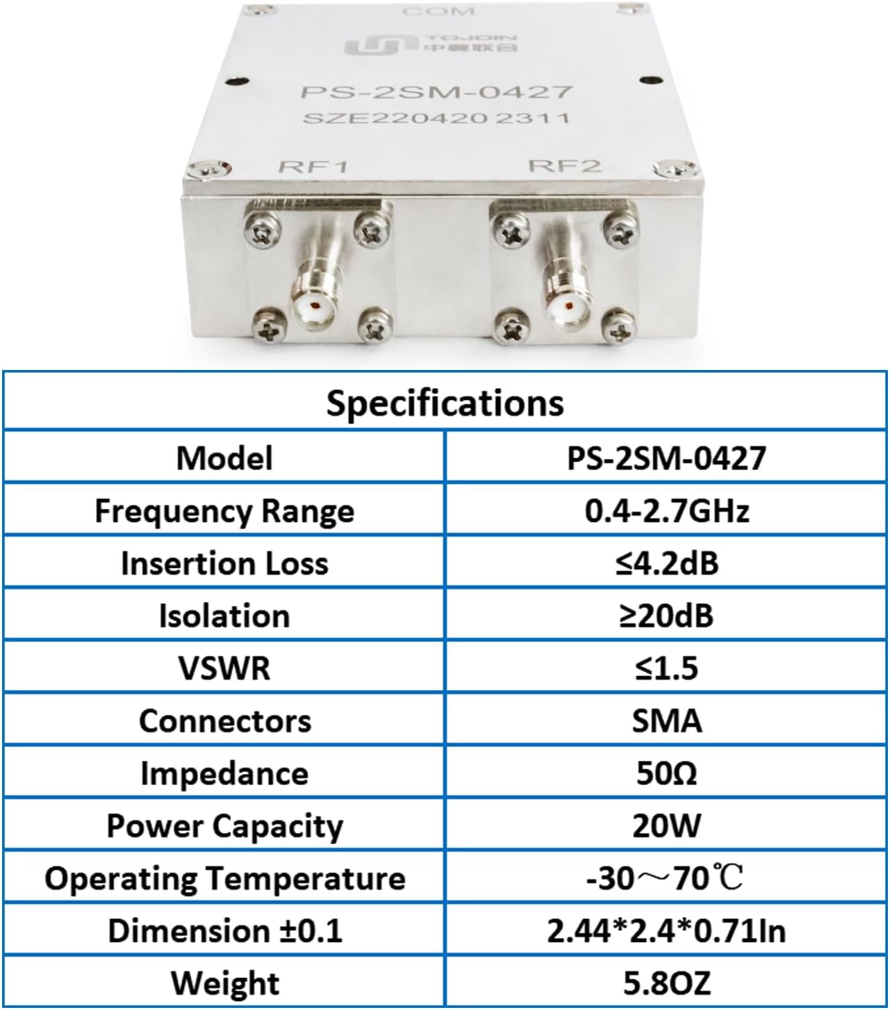 TOJOIN Divisore di potenza RF a microstriscia 400-2700MHz - immagine 2