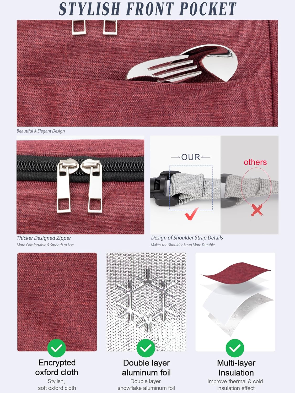 Borsa Termica Porta Pranzo 6.4L, Rosso - immagine 5