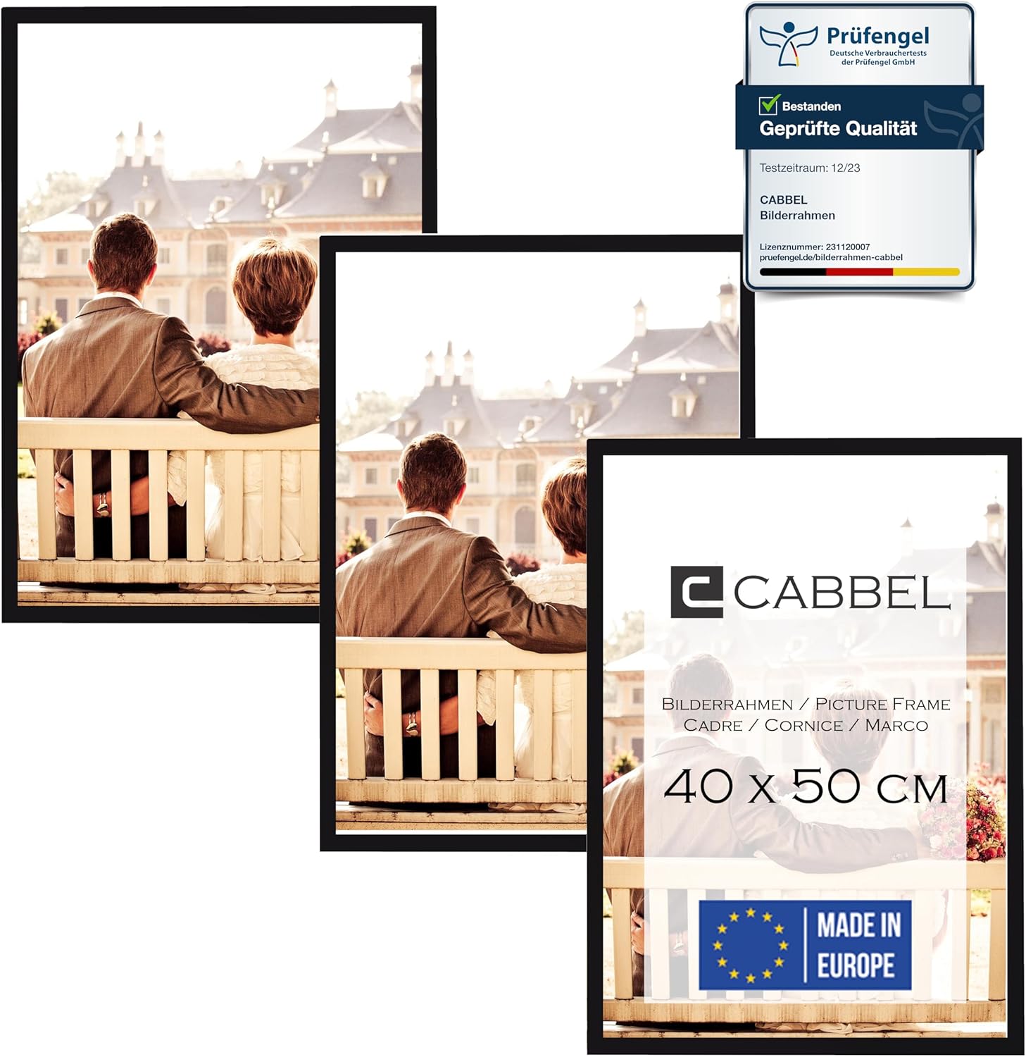 Cabbel Cornici 40x50 cm in Legno MDF Nero (3 Pezzi)