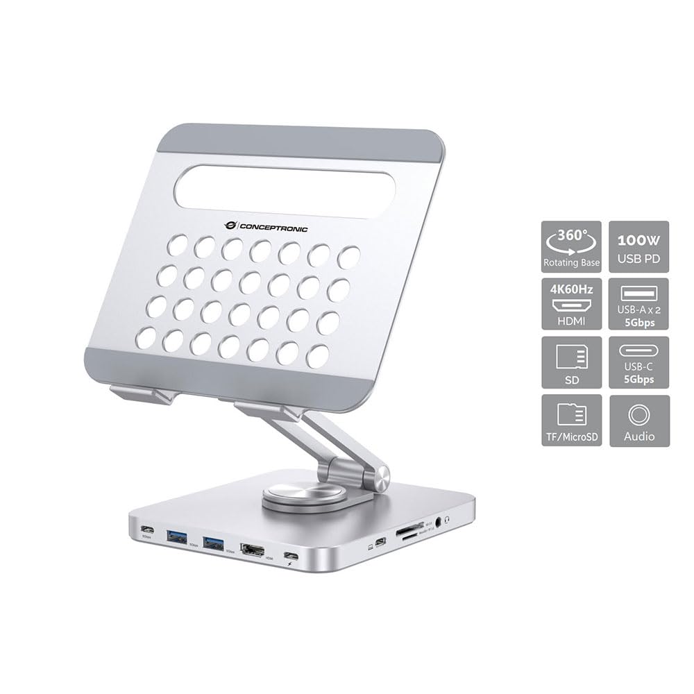 Conceptronic DONN26G - Supporto Tablet con Docking Station