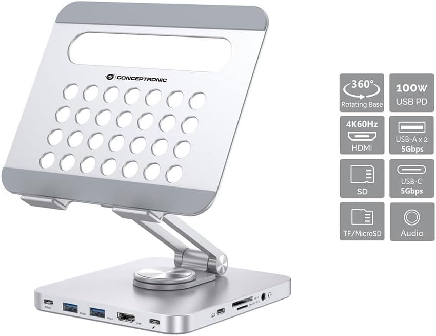Conceptronic DONN26G - Supporto Tablet con Docking Station - immagine 2