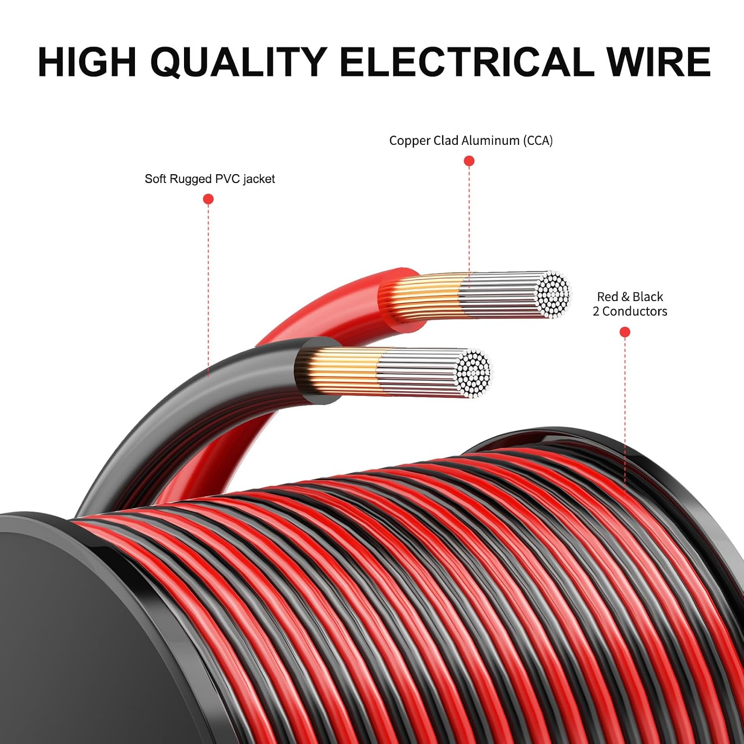 LEADTOPS 12 AWG 15.24M Filo di Alluminio Rivestito di Rame Calibro 12 ...