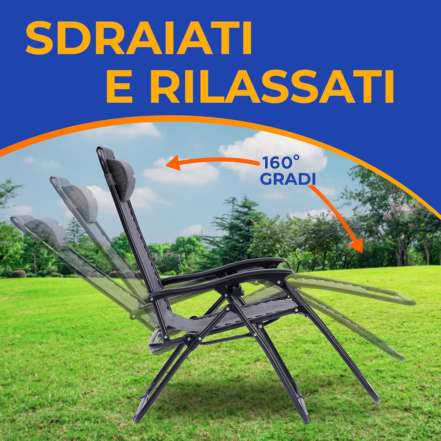 Serenelife Set 2 Sedie Reclinabili da Giardino - immagine 3