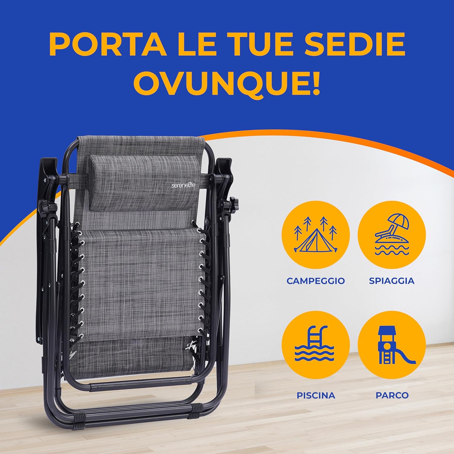 Serenelife Set 2 Sedie Reclinabili da Giardino - immagine 5