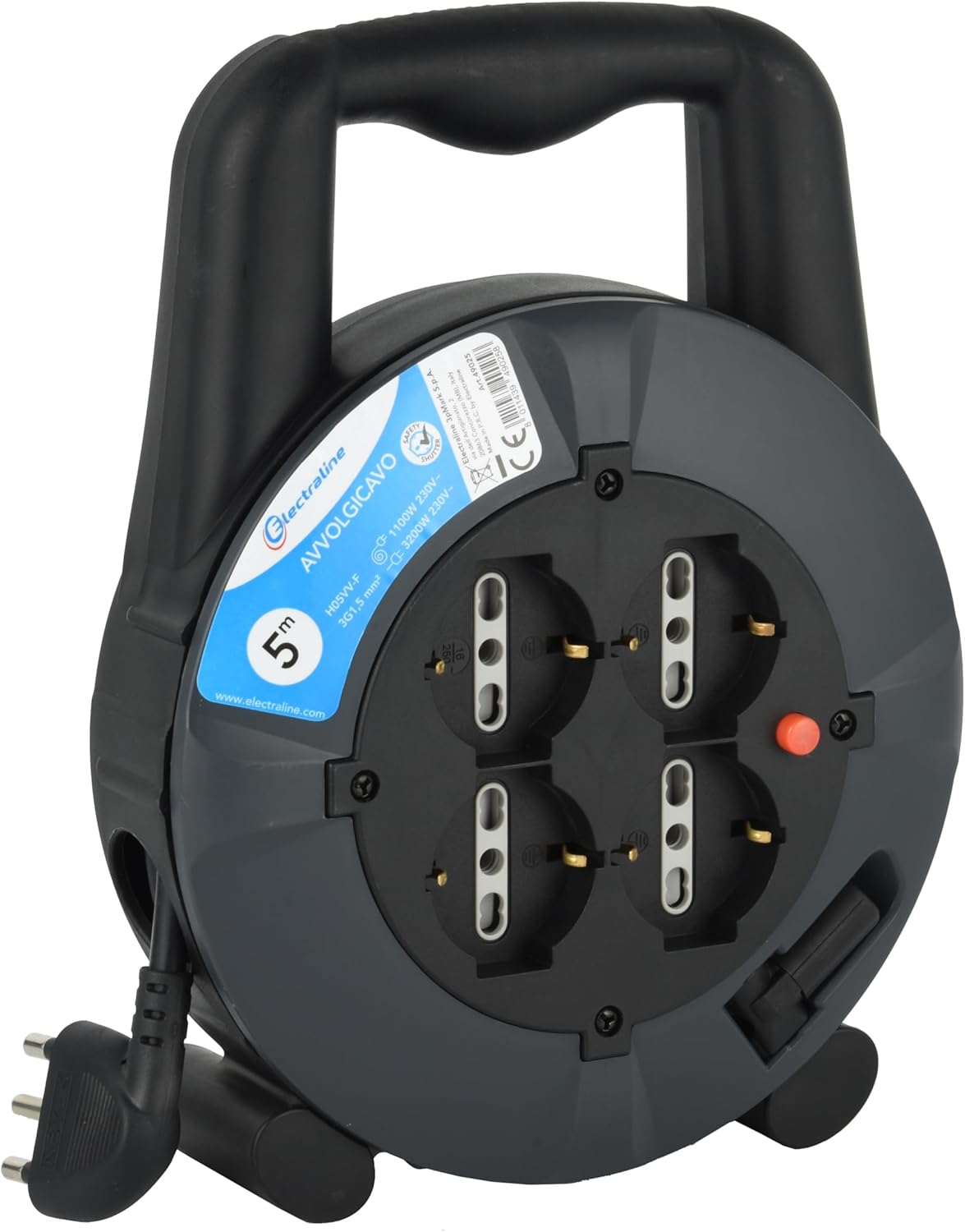 Electraline 49025 Prolunga Elettrica Avvolgicavo 5mt - immagine 1