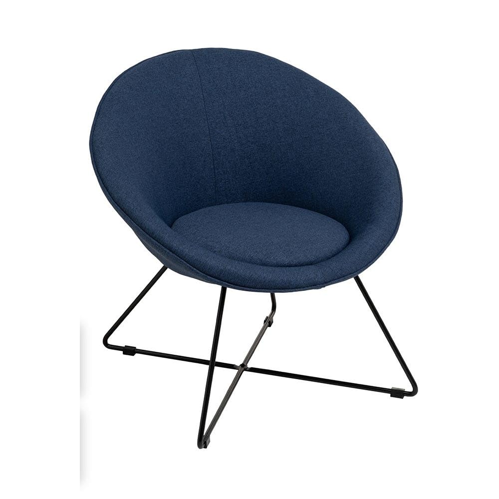 DRW Poltrona circolare in tessuto e metallo in blu e nero