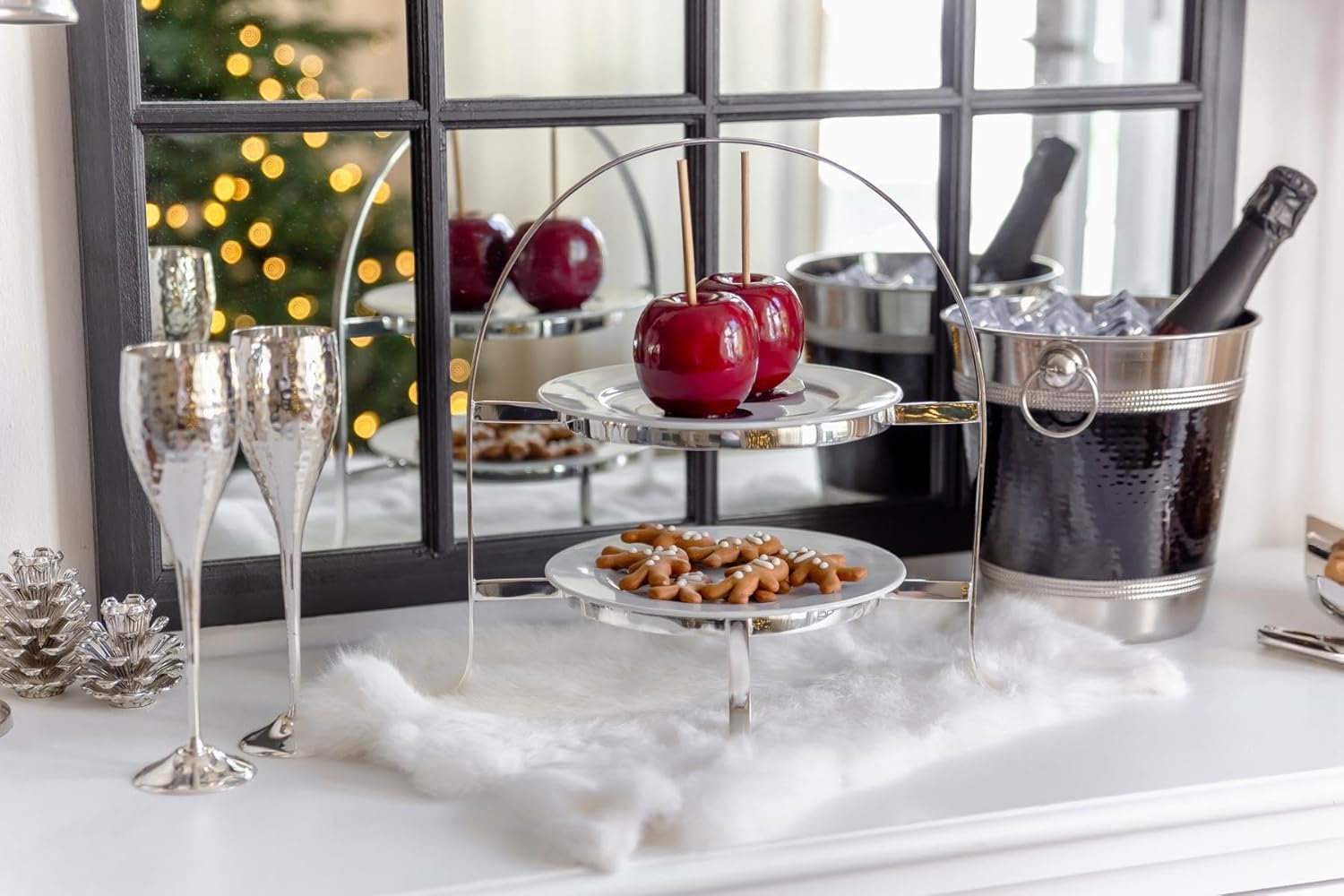 Edzard Portacandela pigna, Colore Argento, Altezza 6 cm - immagine 3