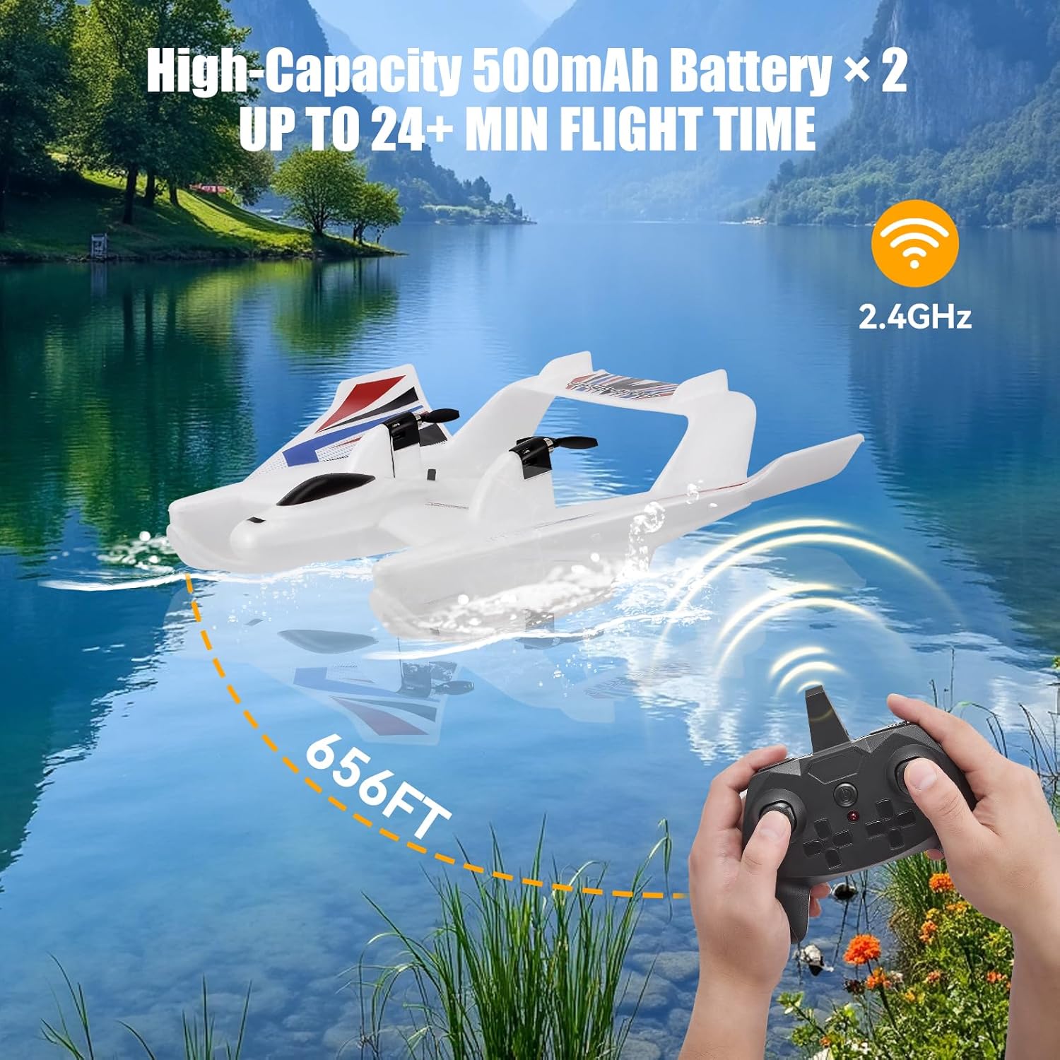 Aereo RC Anfibia 3 in 1 con Telecomando 2.4GHz 3CH - immagine 2