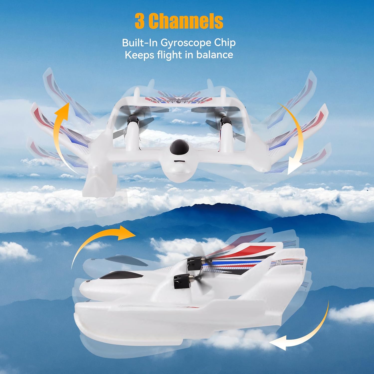 Aereo RC Anfibia 3 in 1 con Telecomando 2.4GHz 3CH - immagine 4