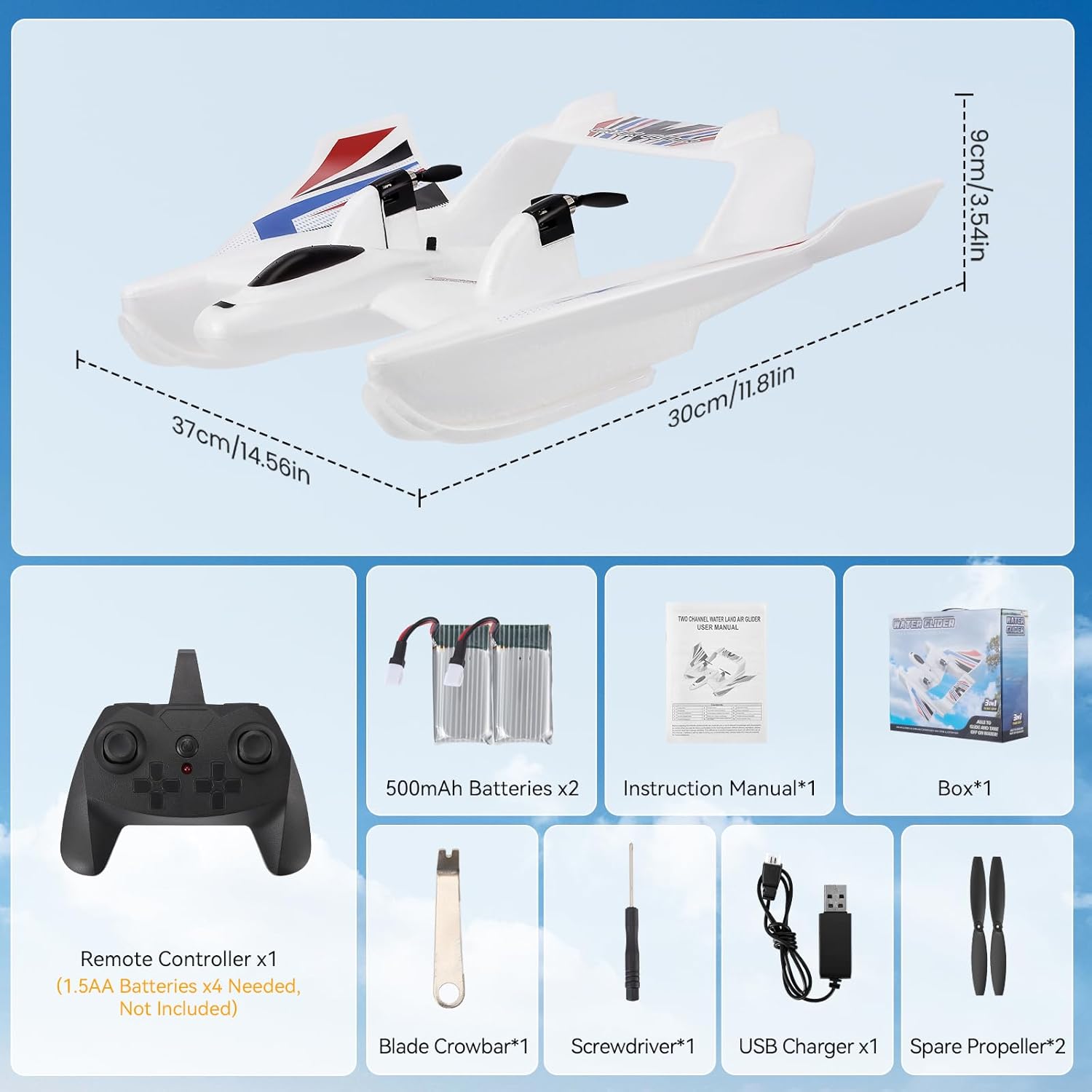 Aereo RC Anfibia 3 in 1 con Telecomando 2.4GHz 3CH - immagine 5