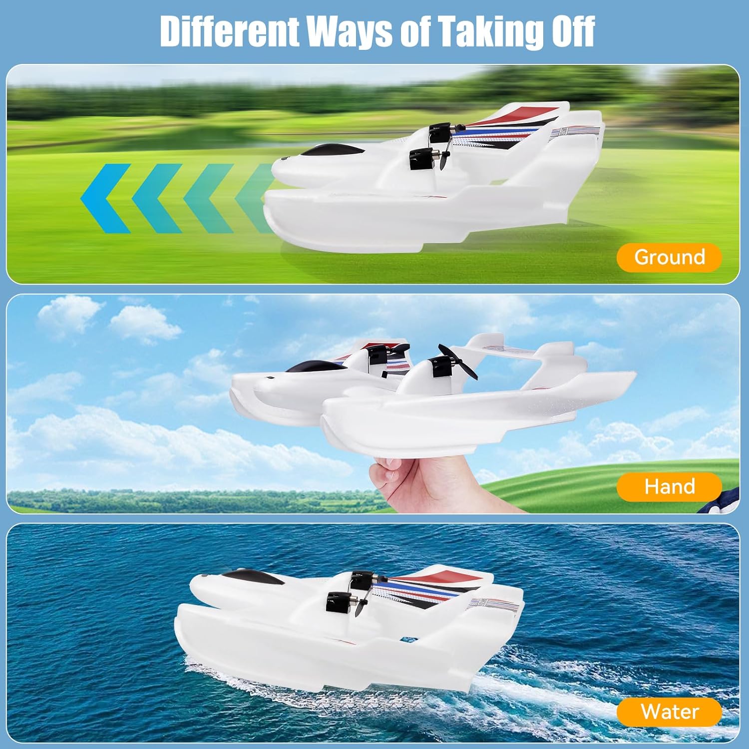 Aereo RC Anfibia 3 in 1 con Telecomando 2.4GHz 3CH - immagine 6