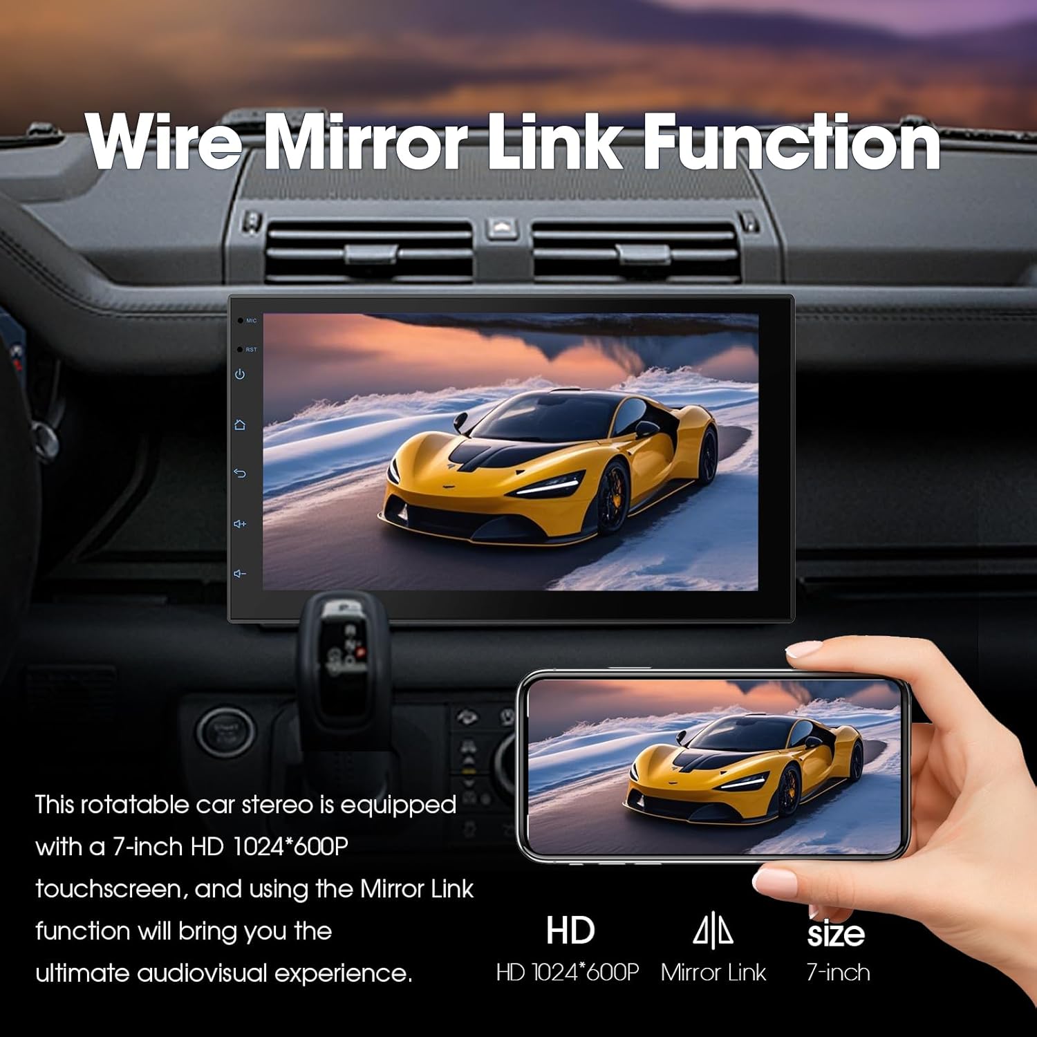 Autoradio Bluetooth 2 DIN con Wireless CarPlay & Android Auto - immagine 4