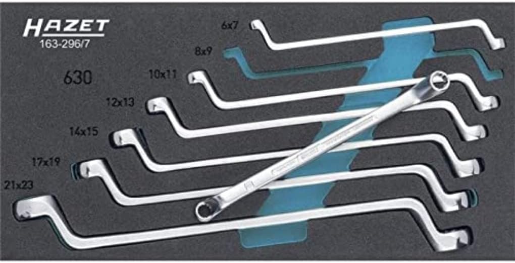 Hazet 163-296/7 Serie Di Chiavi A Doppio Anello, Multicolore, Numero Utensili 7