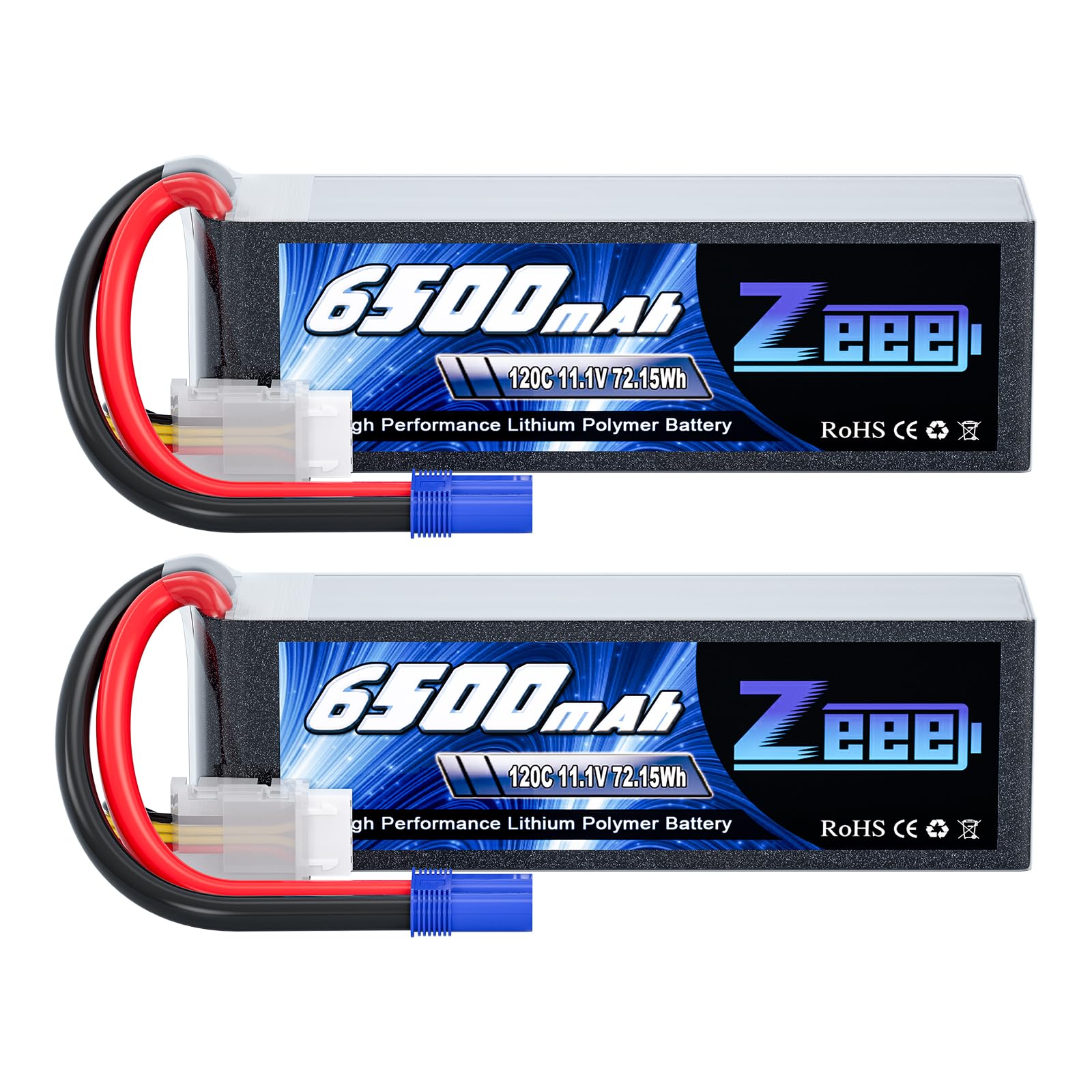 Zeee 3S LiPo 6500mAh 11,1V 120C Softpack con connettore EC5 (2 pz)