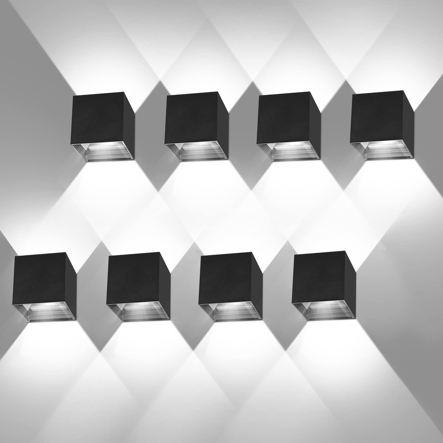 Ledmo 8 Pezzi Lampada da Parete LED 12W, Nero