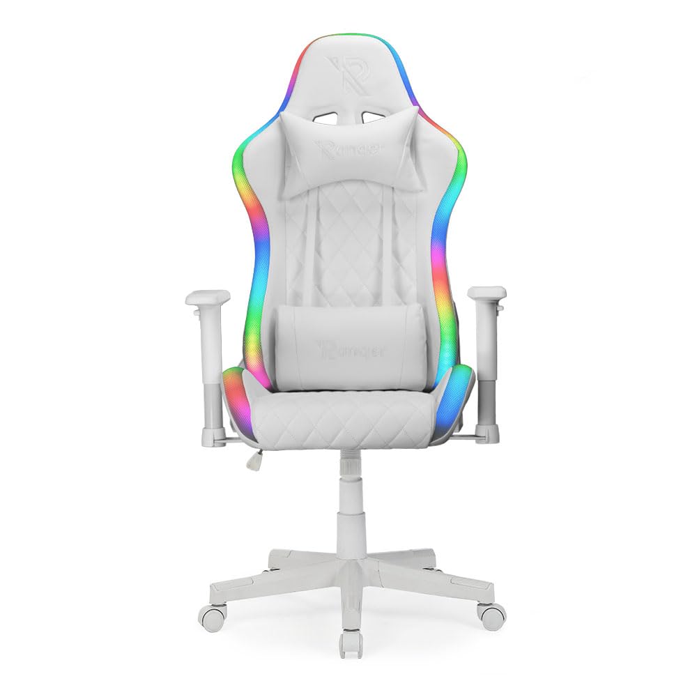 Ranqer Halo - Sedia da Gaming con LED RGB, Bianca