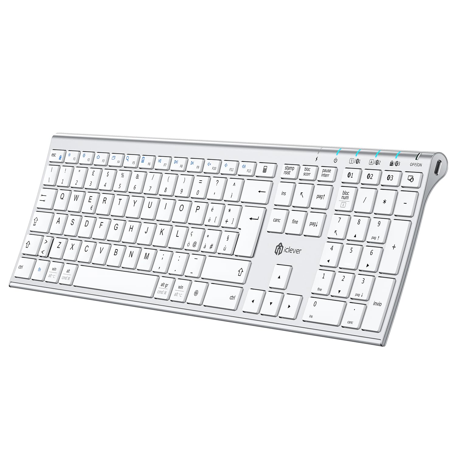 Iclever Tastiera Bluetooth Multidispositivo Full Size