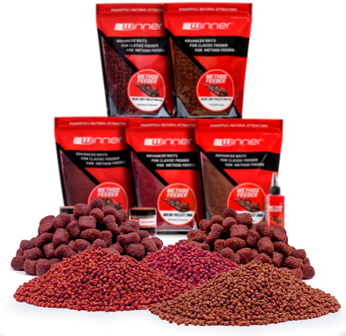 Tandem Baits Winner Set di 10 Weekend Method Feeder Fishing Box Fruit | Soft Pellet 8mm | Micro Pellet 2mm | Diffusion Turbo Dip | Fluo Wafters | Pop Up 8mm | Carpfishing Pesche Pesca Accessori Set Up - immagine 2