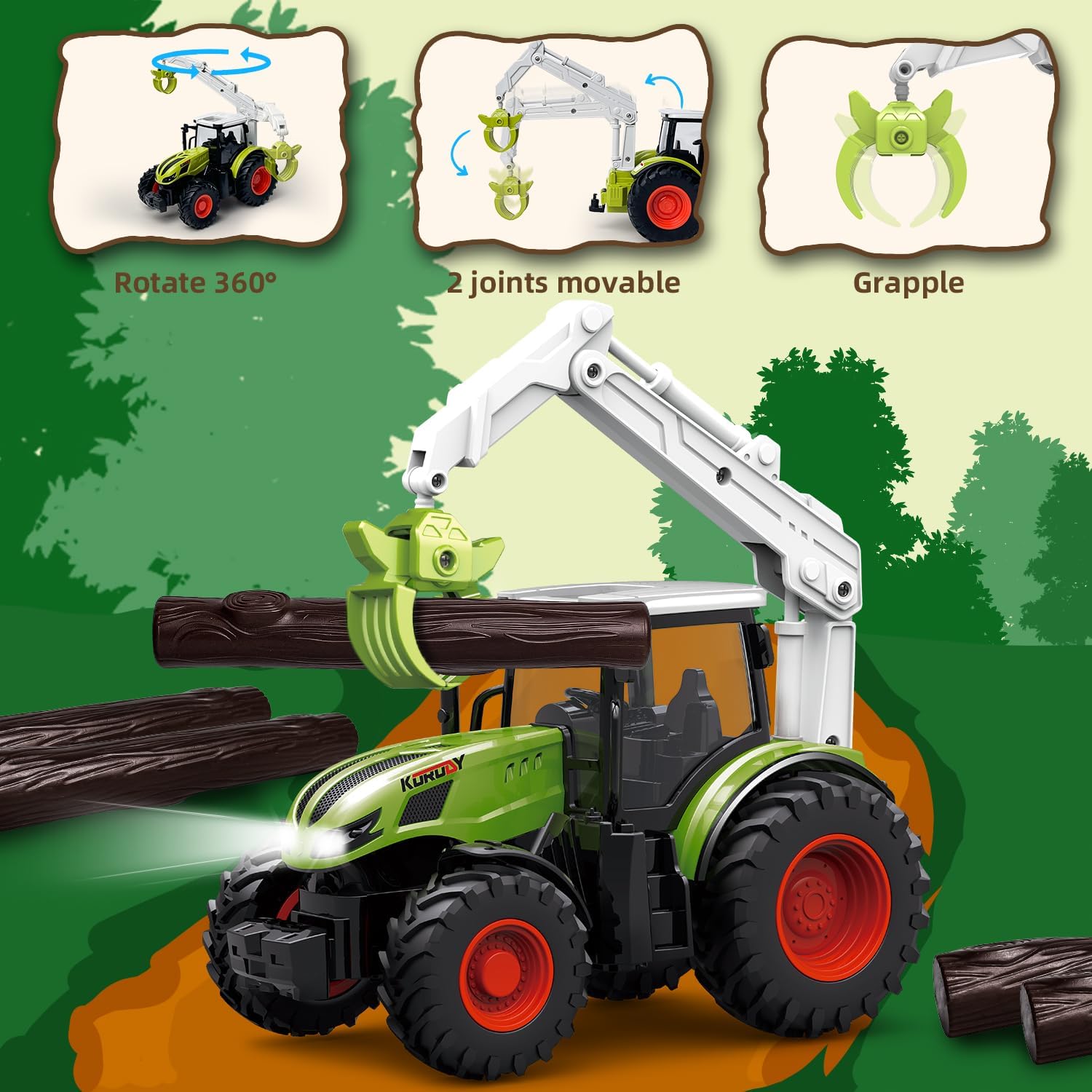PENGBU RC Tracteur Telecommandé con Grappin in Legno - immagine 2