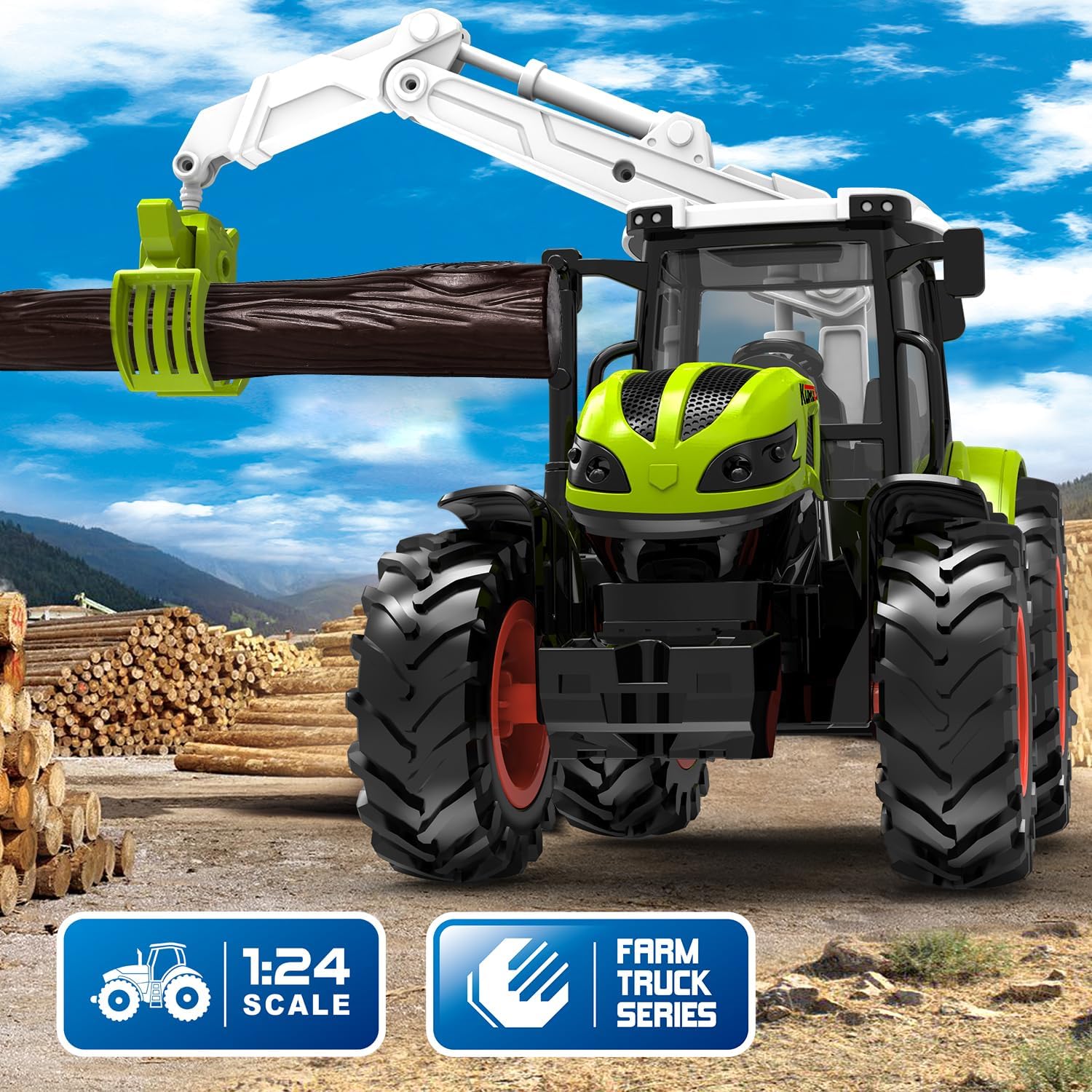 PENGBU RC Tracteur Telecommandé con Grappin in Legno - immagine 3