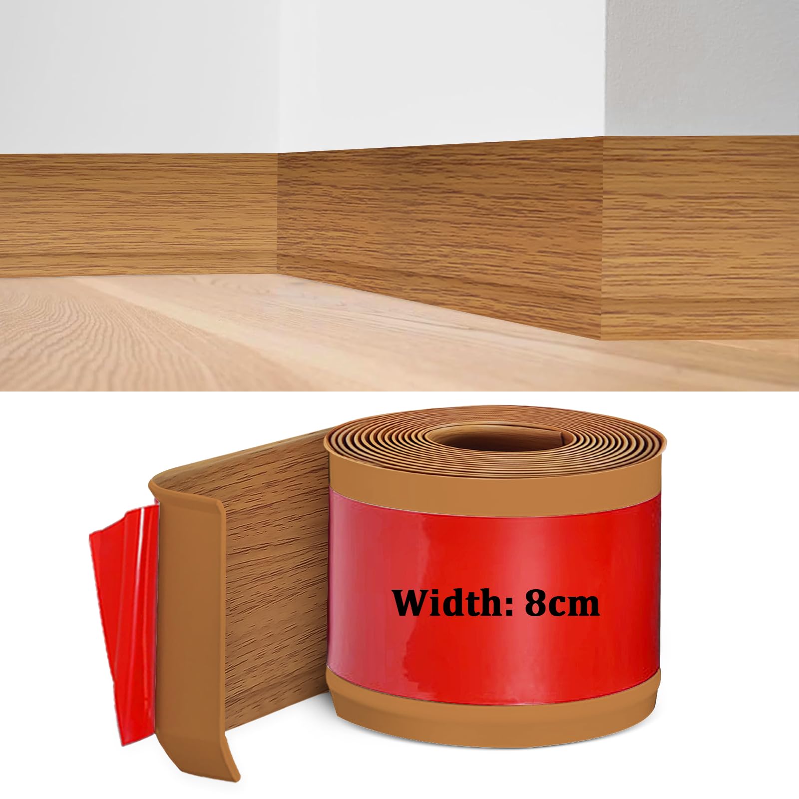 Battiscopa in PVC Rovere Giallo 8cm x 10 Metri