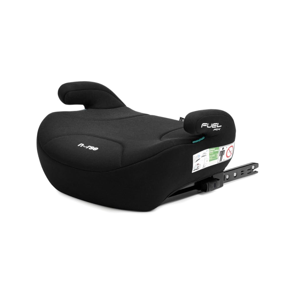 Nurse Fuel Fix Rialzo con ISOFIX 125–150 cm, Booster con Braccioli, Installazione con Cintura di Sicurezza del Veicolo, Nero