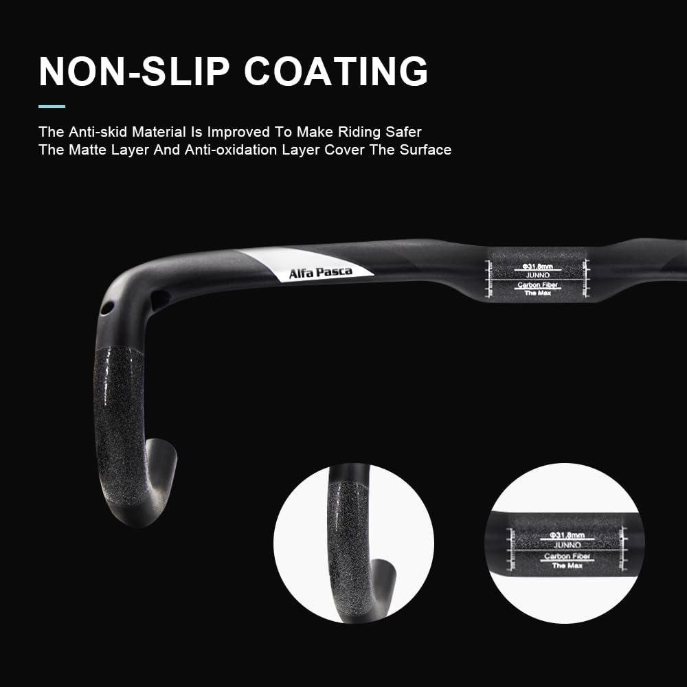 Alfa Pasca manubrio aero manubrio bici corsa carbonio 31,8mm manubri bici corsa UD opaca 440 - immagine 5