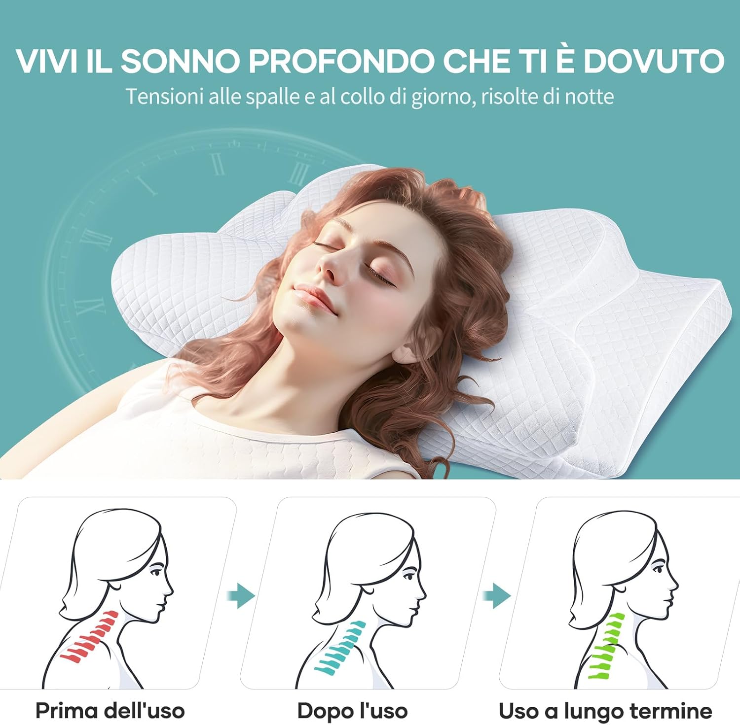 Cuscino Cervicale Ortopedico in Memory Foam 62x39cm - immagine 6