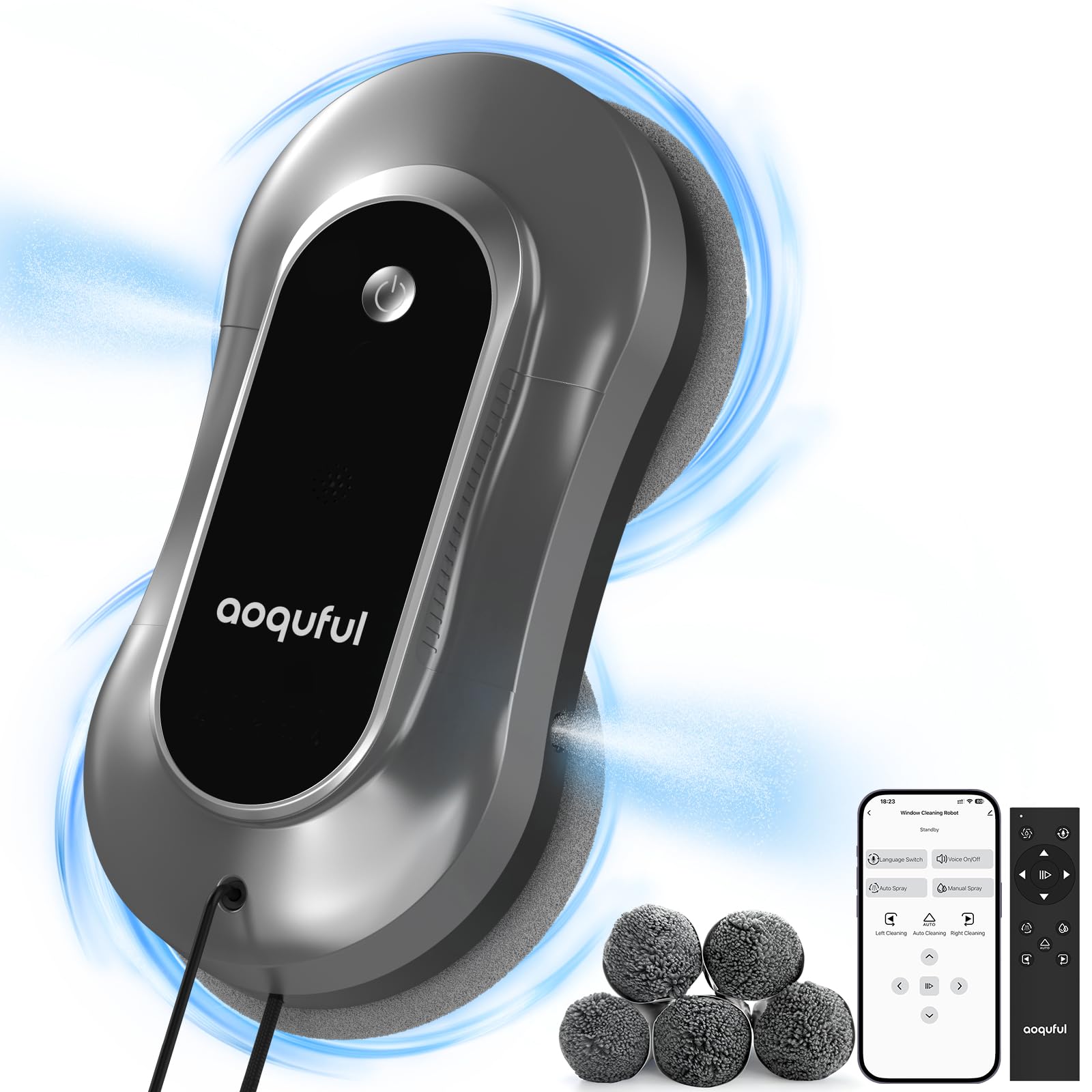 Robot Lavavetri Intelligente con Doppio Spruzzo, Grigio