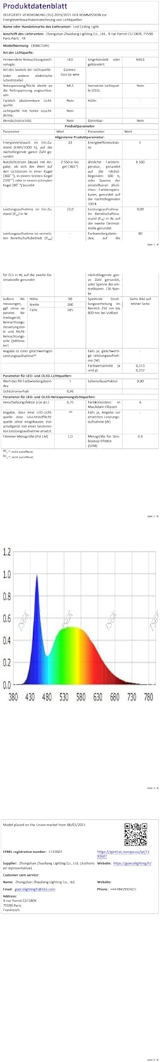 Osairous Plafoniera LED Soffitto Quadrata 22W 29CM - immagine 10