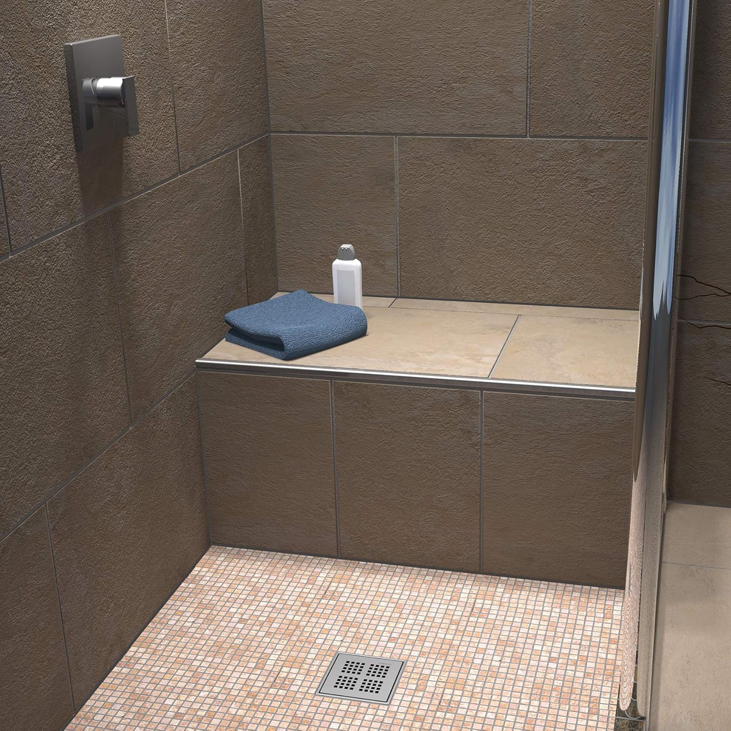 LUX ELEMENTS Panca Doccia Pronta per Piastrellare - immagine 3