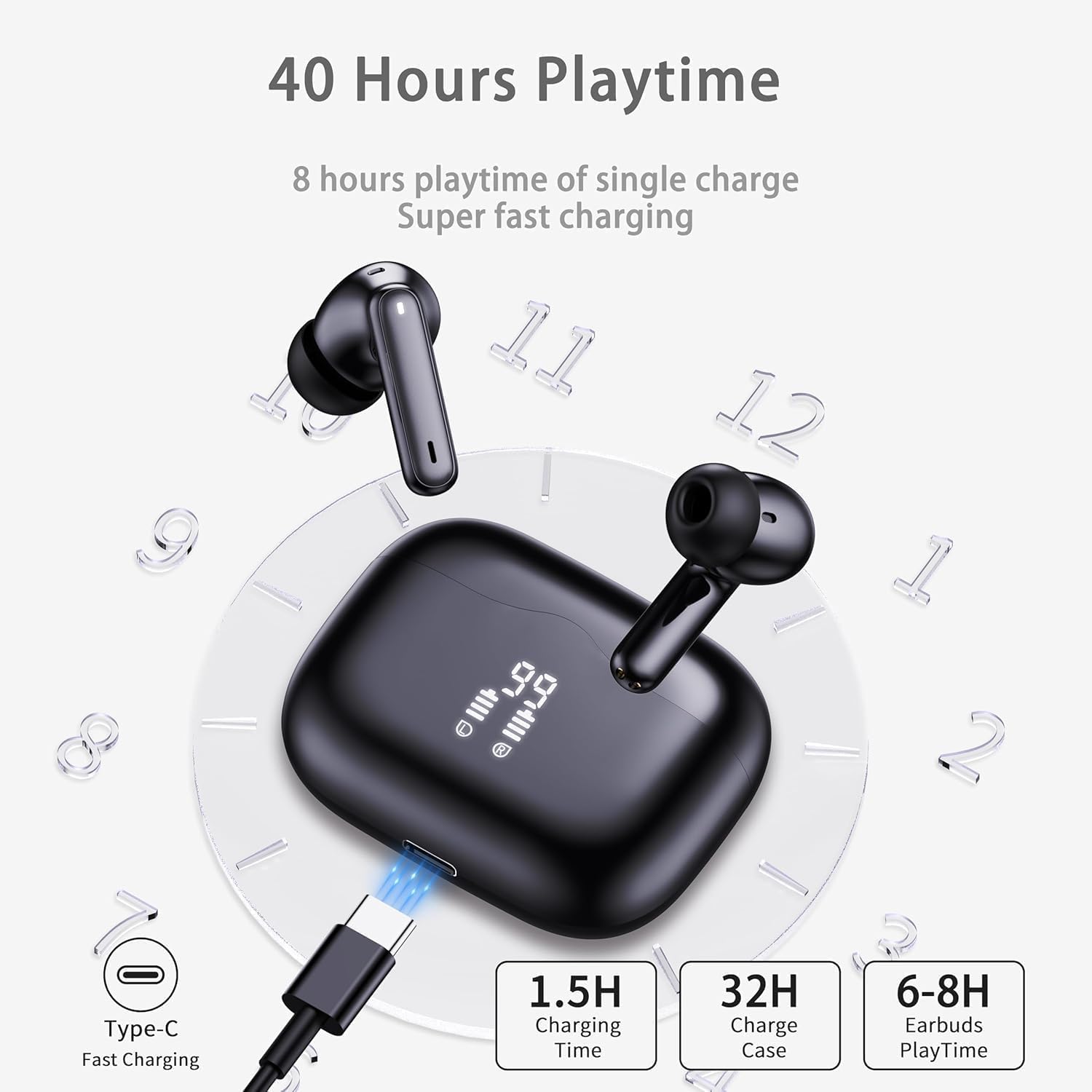 Cuffie Bluetooth 5.4 In Ear - 40 Ore, IP7 - immagine 2