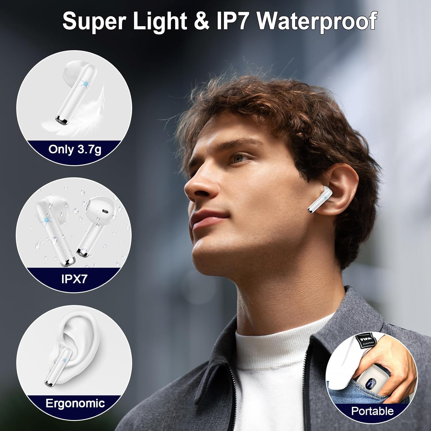 Cuffie Bluetooth 5.4 In-Ear 30 Ore, IP7 - immagine 5