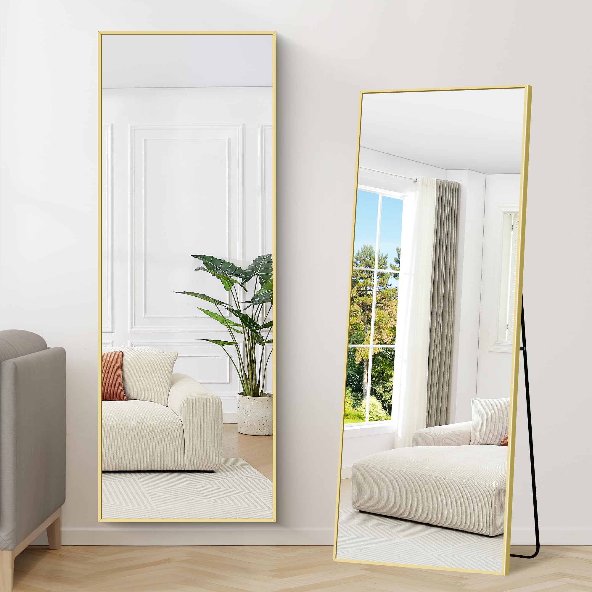 Weare Home Specchio da Terra 150x40 cm, Oro