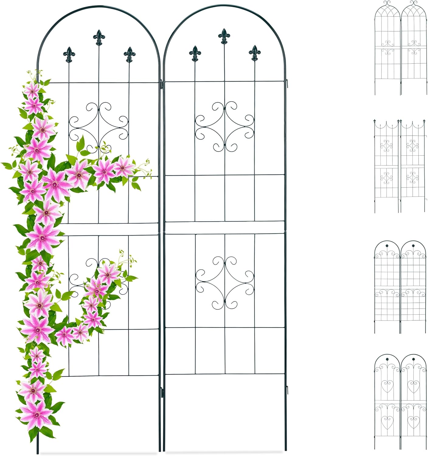 Relaxdays Set 2 Grigliati per Rampicanti in Metallo 180x50cm