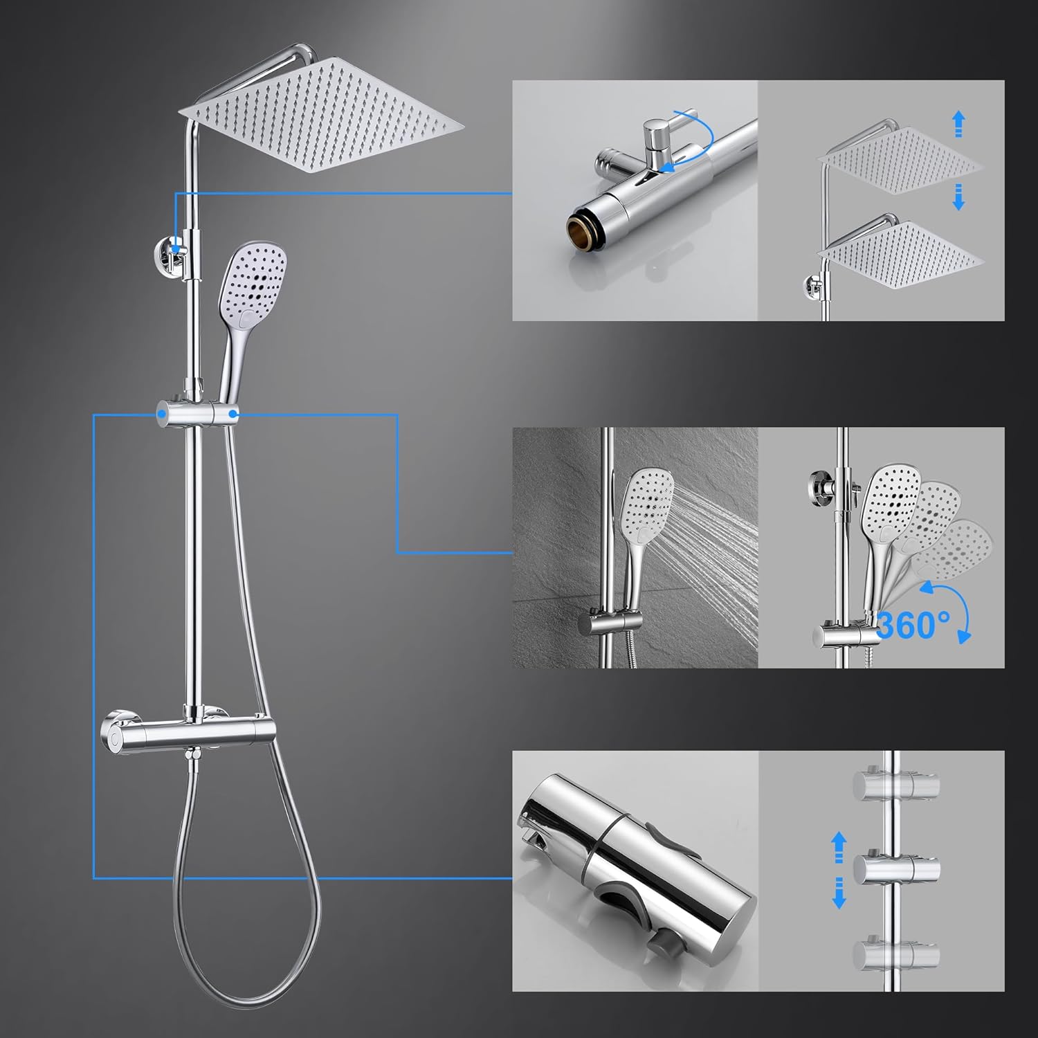 Görbach Colonna Doccia con Termostato, Cromo - immagine 5