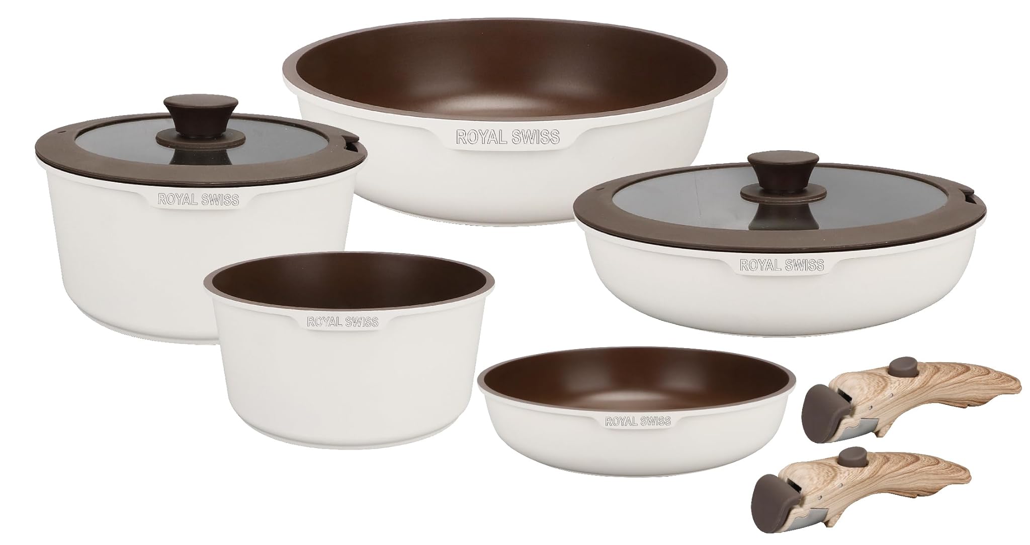 Royal Swiss® Set Pentole a Induzione 9 Pezzi, Beige