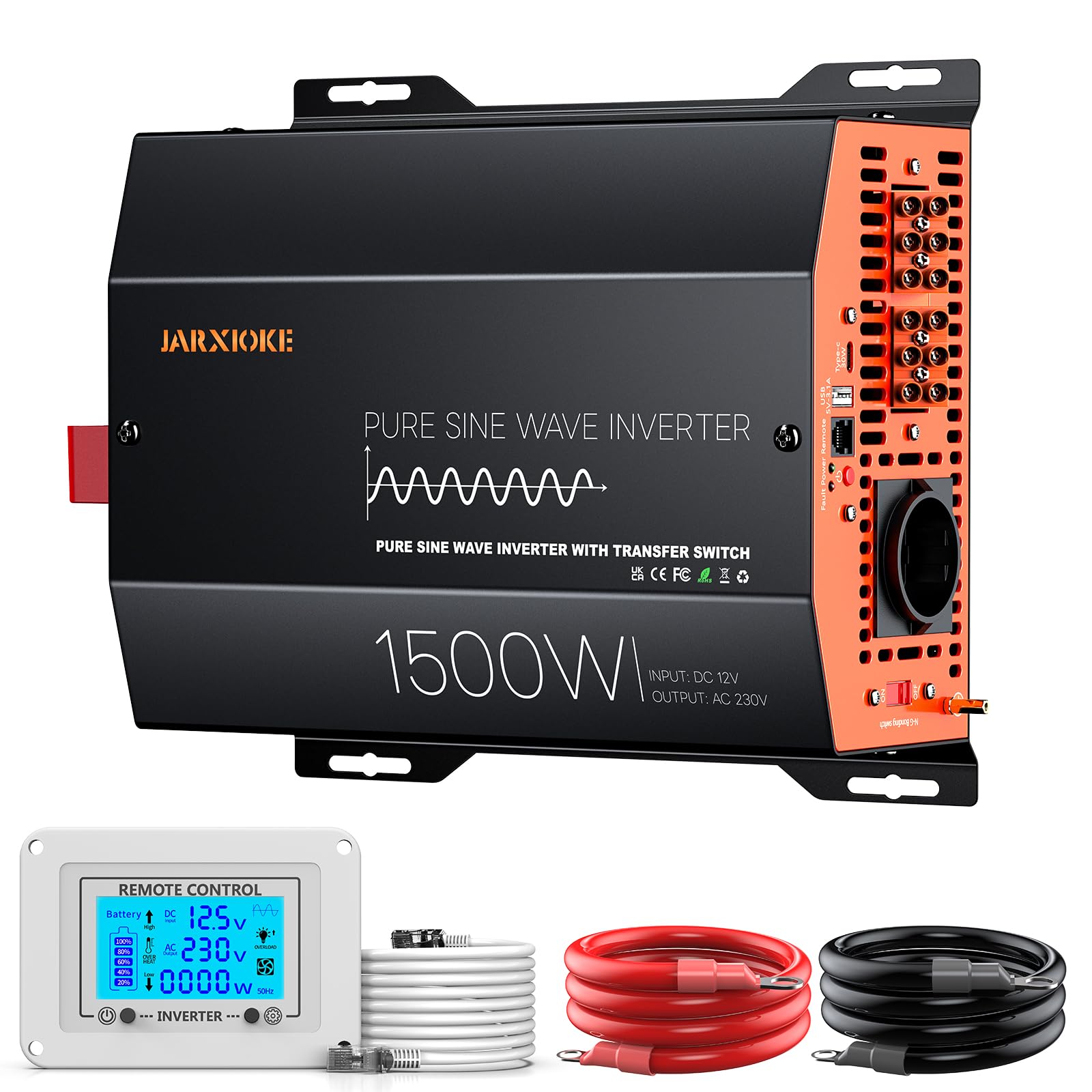 Invertitore 1500W 12V 230V Sinusoidale Pura Off-Grid