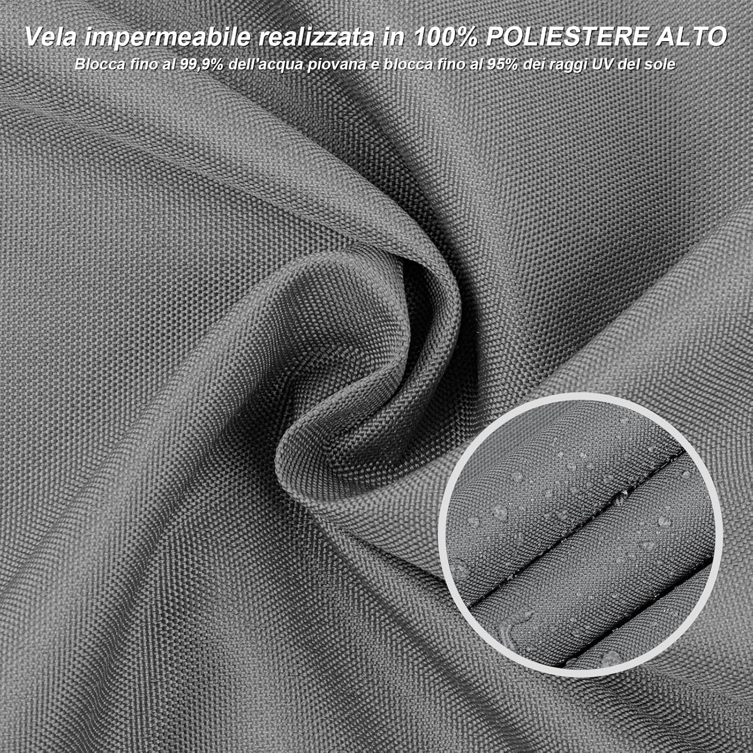 Heng Feng Tenda a Vela Impermeabile 4x5m, Grigio - immagine 2