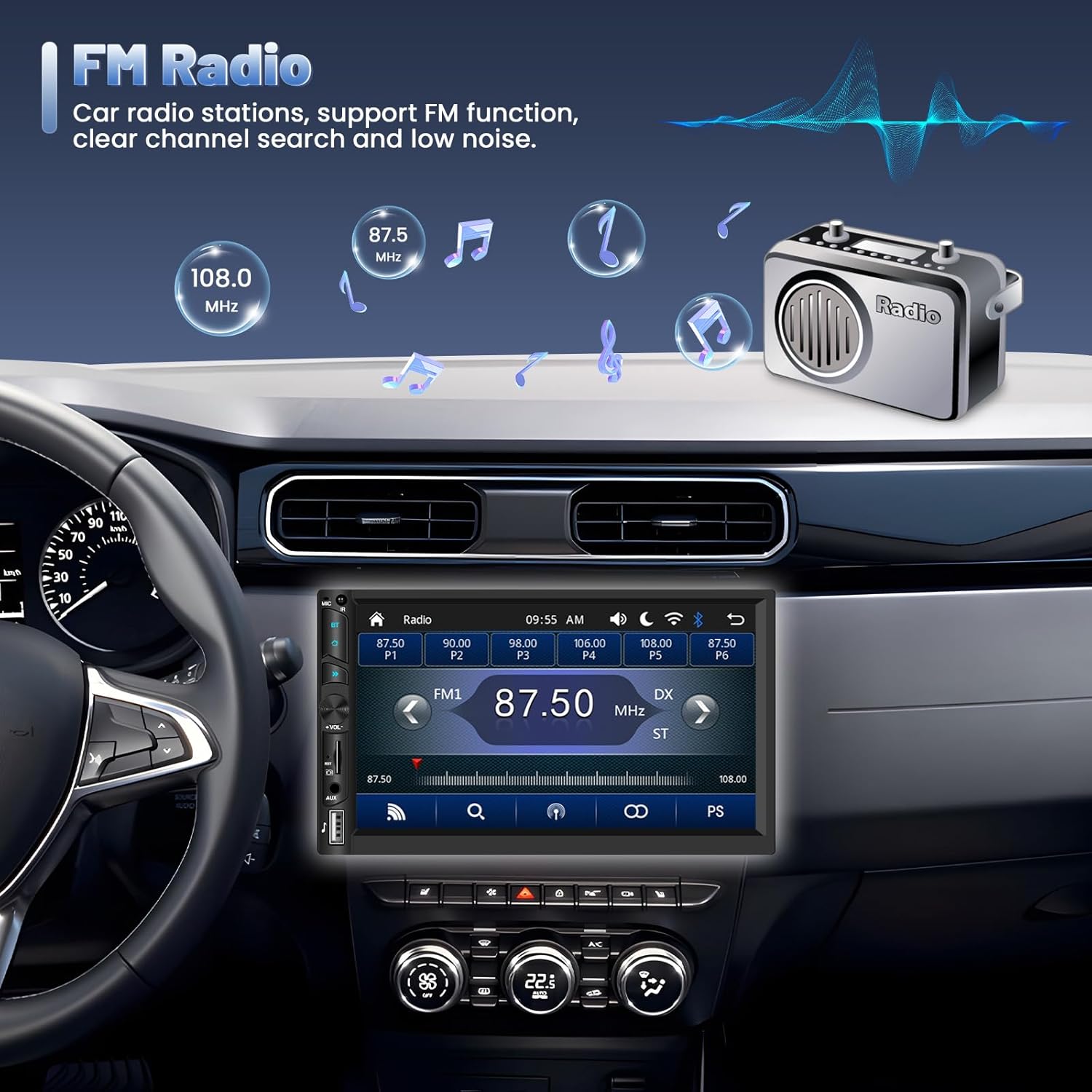 Autoradio Bluetooth 2 Din 7" Touchscreen con Carplay - immagine 5