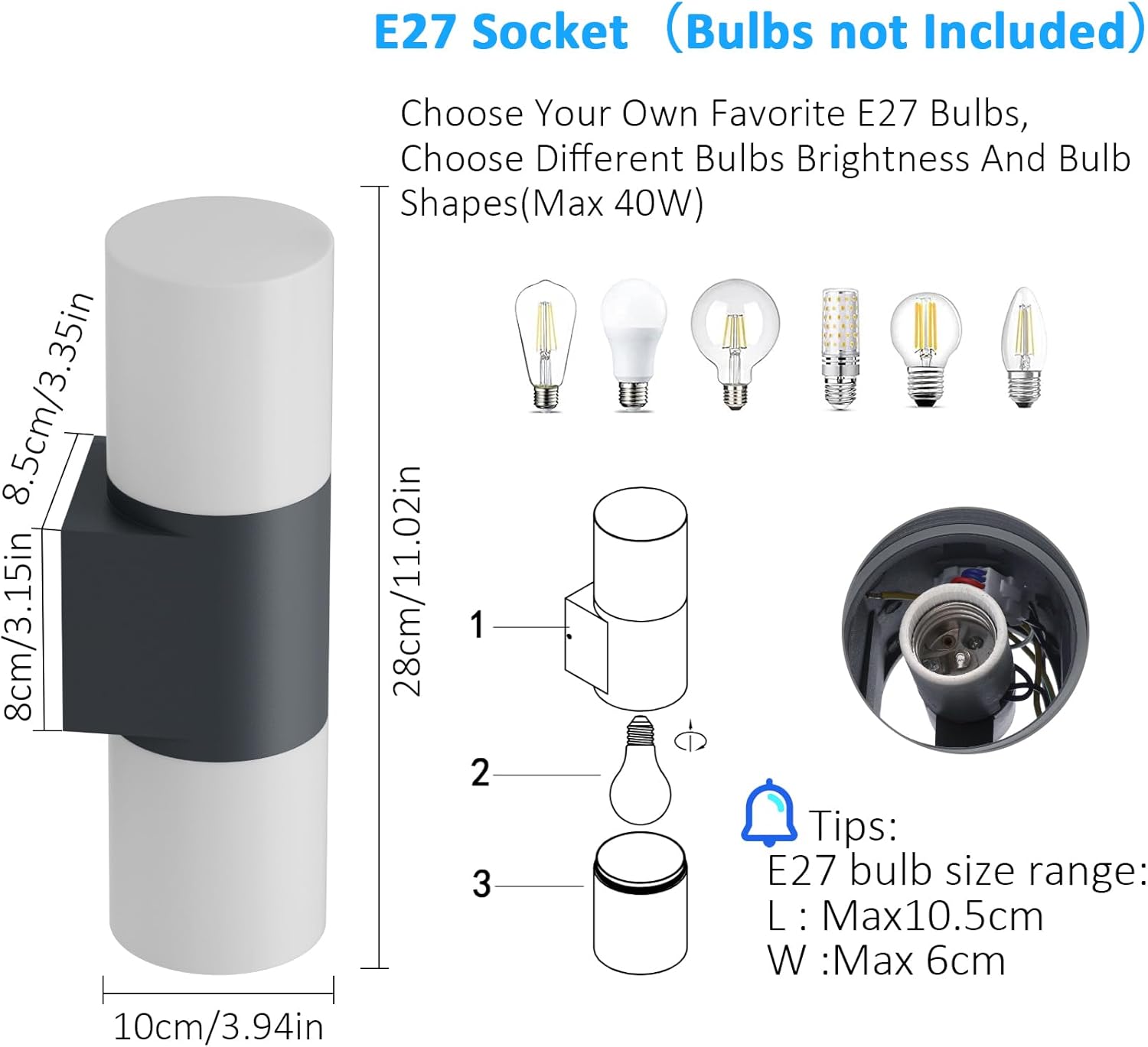 Klighten Applique da Parete E27 Esterno/Interno IP54 - immagine 3