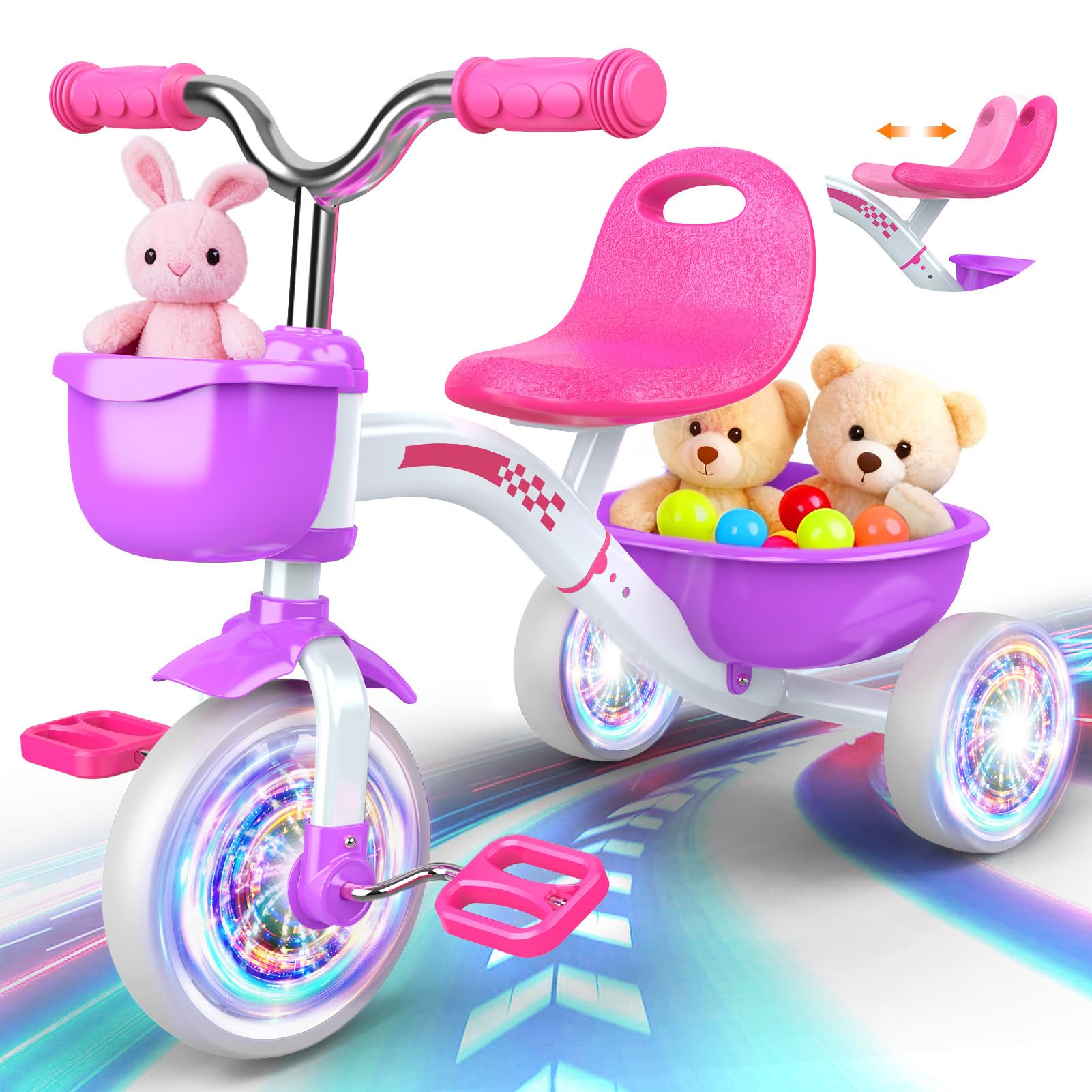 Braxel Triciclo Evolutivo per Bambina 1-5 Anni, Rosa/Viola