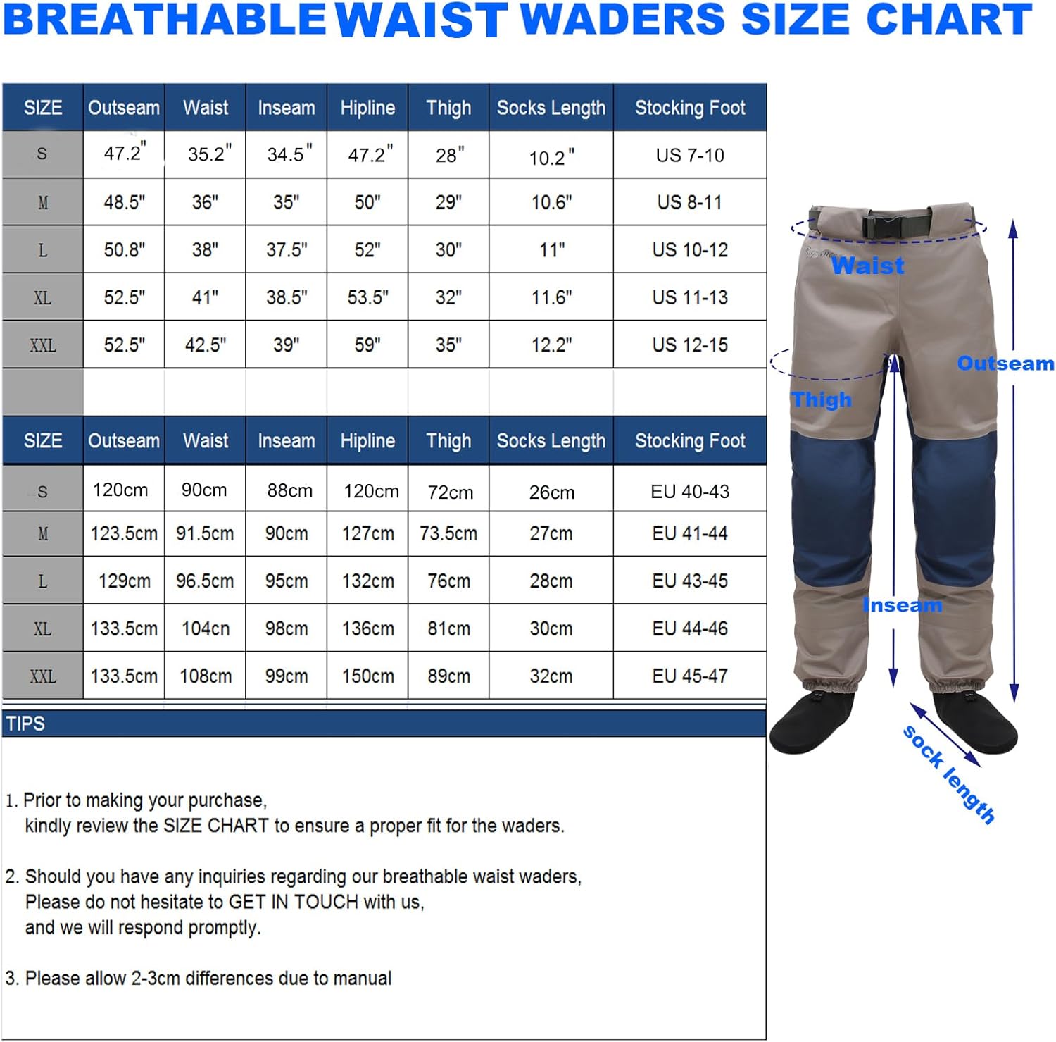Raprance Traspirante Stockingfoot Vita Alta Pesca Wading Pants Waders - immagine 4