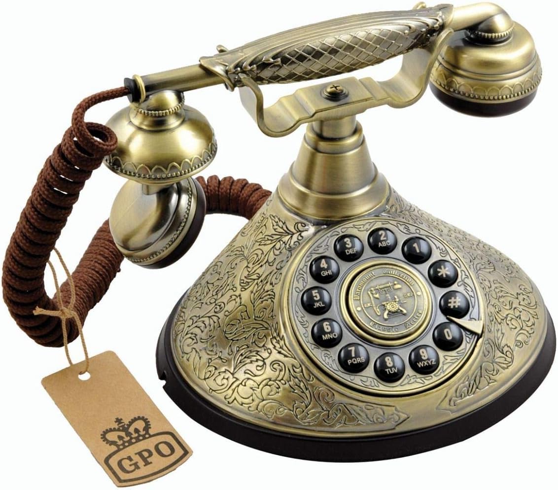 GPO Duchess Telefono a Quadrante Push Button, Stile Retrò, Oro - immagine 1