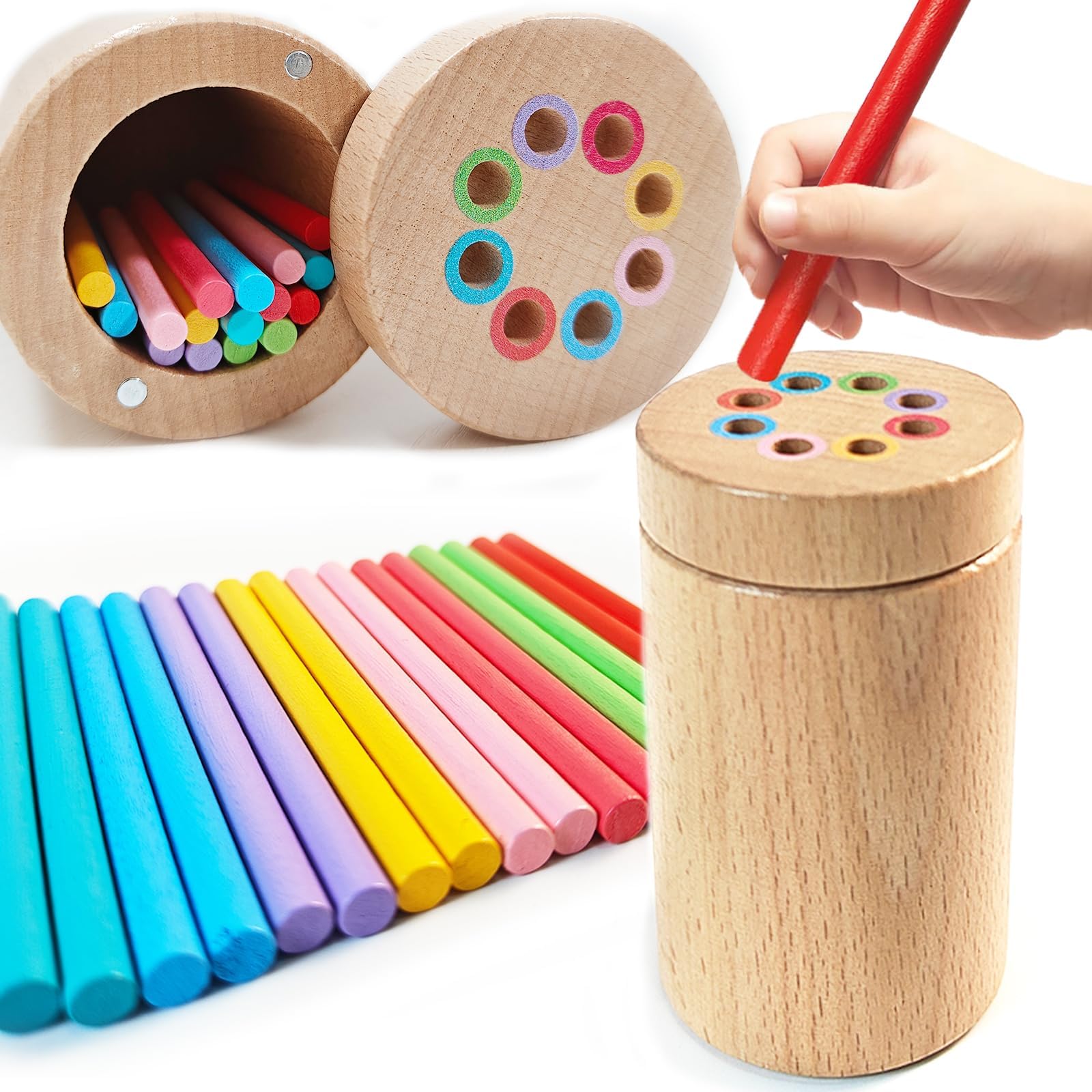 Montessori Giochi Legno, Giocattoli Montessori Da Impilare E Ordinare 1 2 3 Anni, Giochi Bambini 1 2 3 Anni, Montessori 1-3 Anni, Giochi Di Selezione Di Forme E Colori Regali Di Compleanno