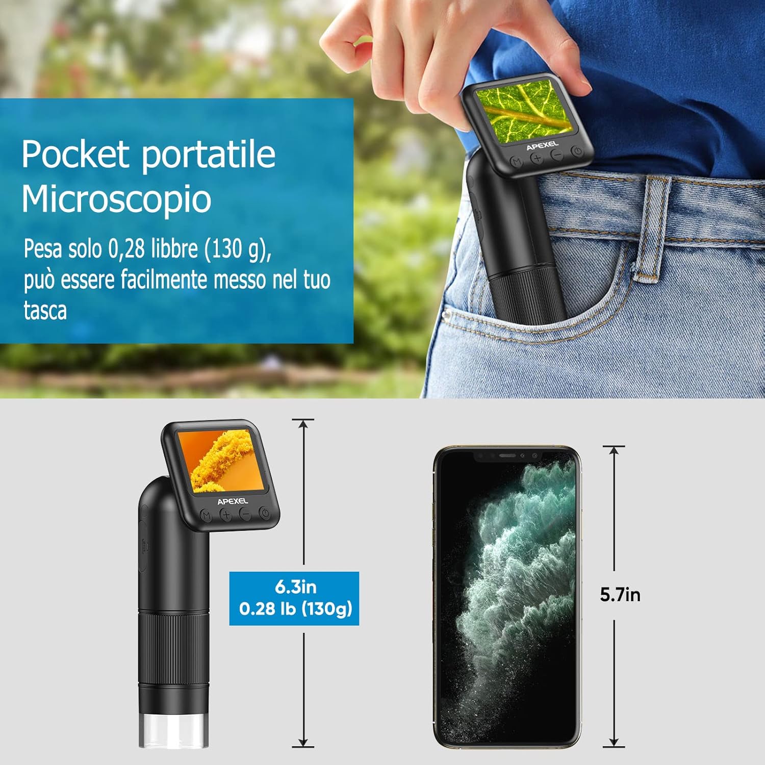 Microscopio Digitale Palmare LCD 800x con LED - immagine 5