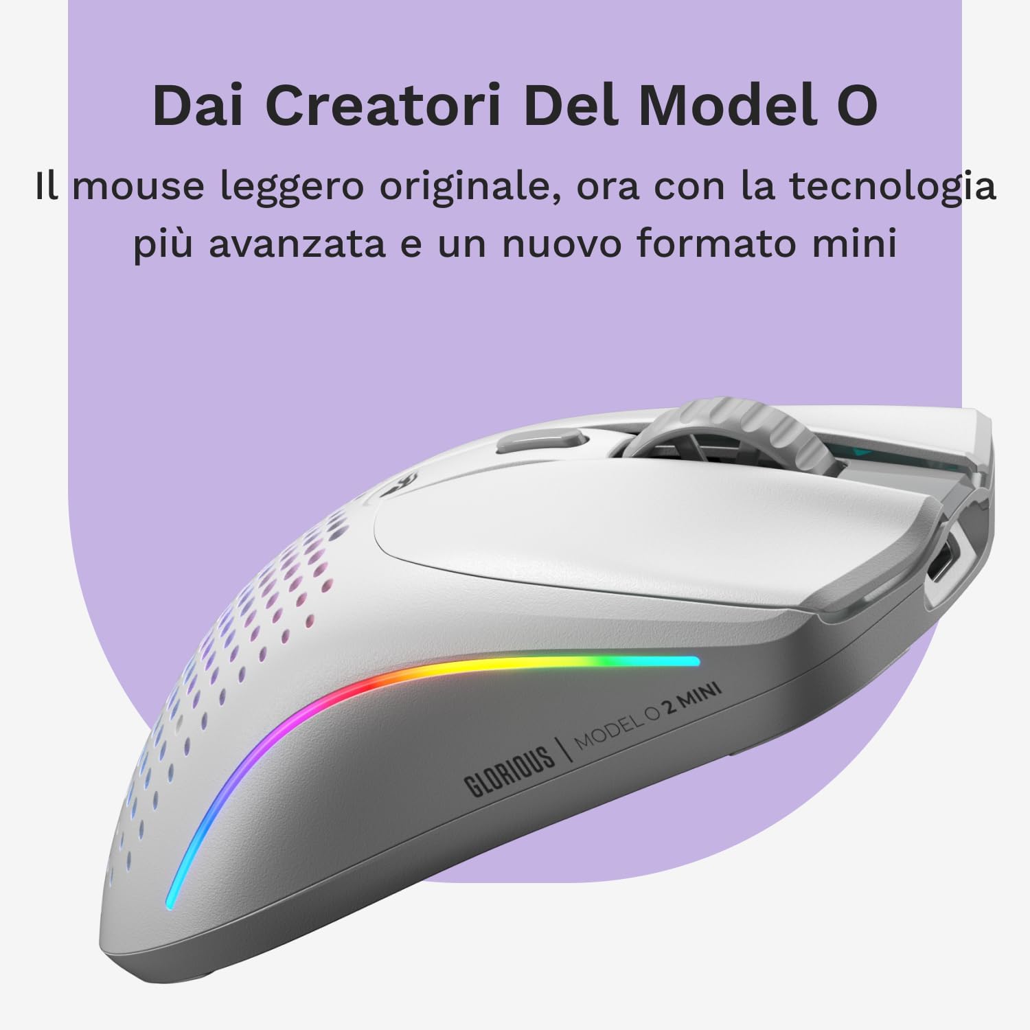 Glorious Model O 2 Mini Wireless Gaming Mouse - Bianco - immagine 2