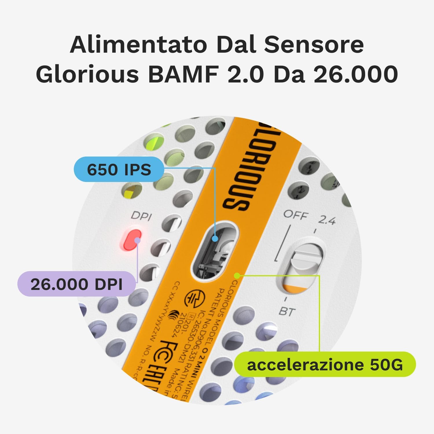 Glorious Model O 2 Mini Wireless Gaming Mouse - Bianco - immagine 6