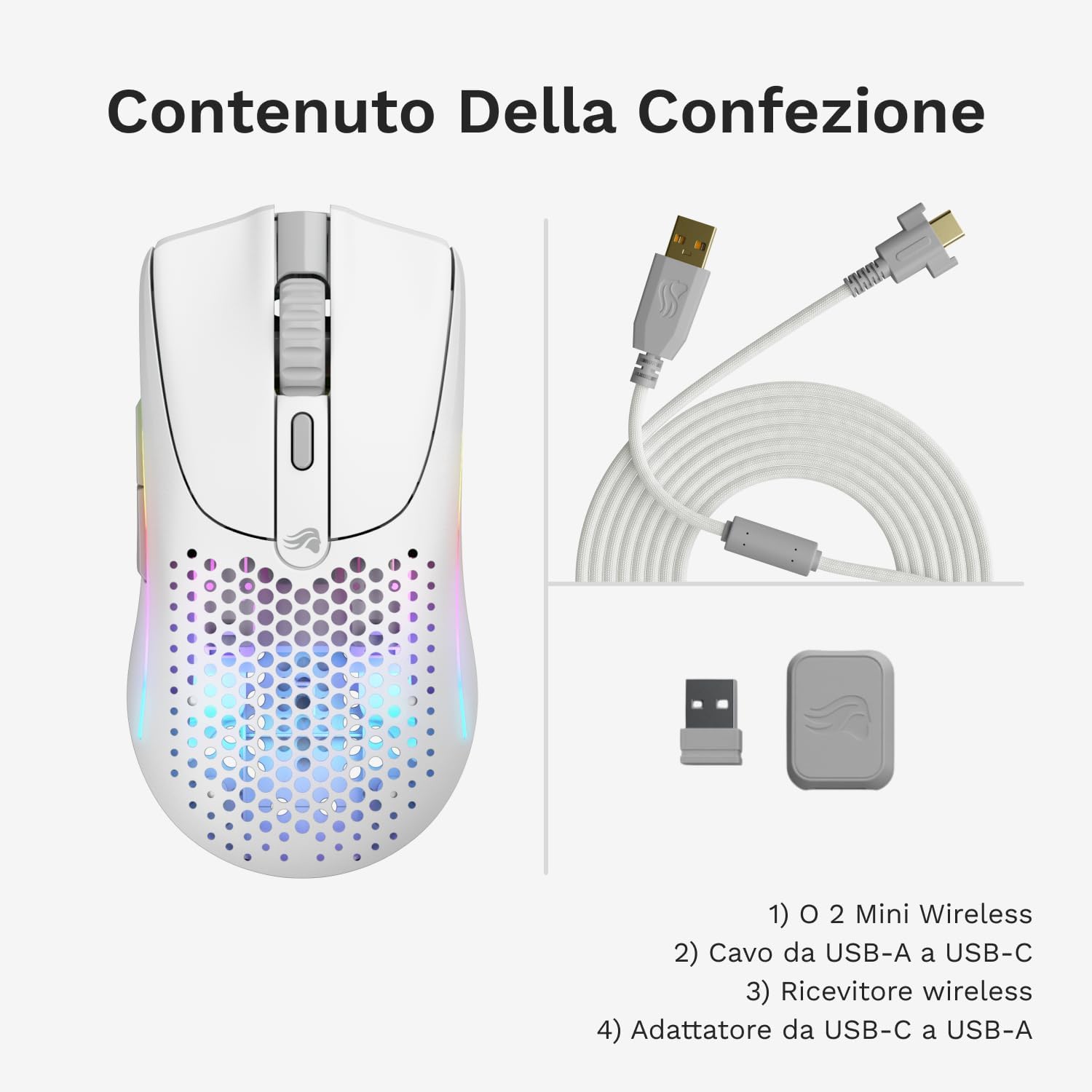 Glorious Model O 2 Mini Wireless Gaming Mouse - Bianco - immagine 9