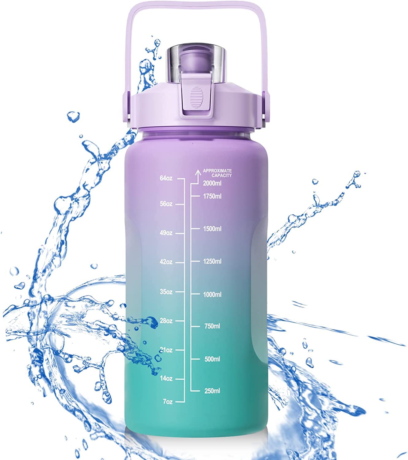 Uootach Borraccia Sportiva con Cannuccia 2 Litri (Viola)